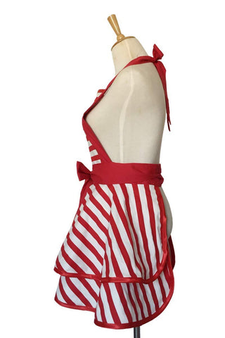 Hyzrz Lovely Handmade Cotton Retro Apron in use; machine washable for easy care.