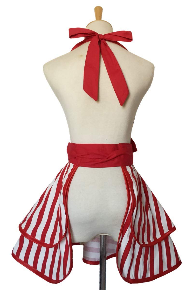 Hyzrz Lovely Handmade Cotton Retro Apron in kitchen setting; ideal for home cooks and entertaining.