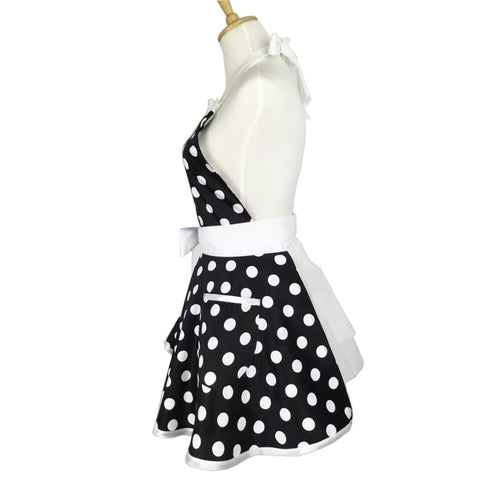 Hyzrz cotton polka dot fabric apron with retro kitchen style