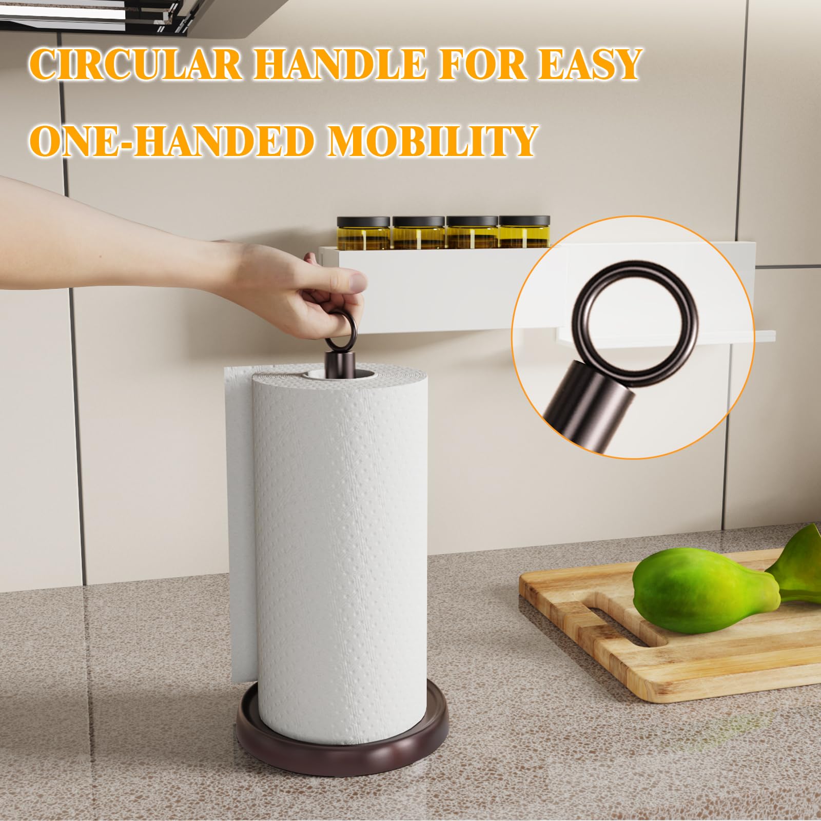 HZE weighted base with non-slip pad prevents tipping.