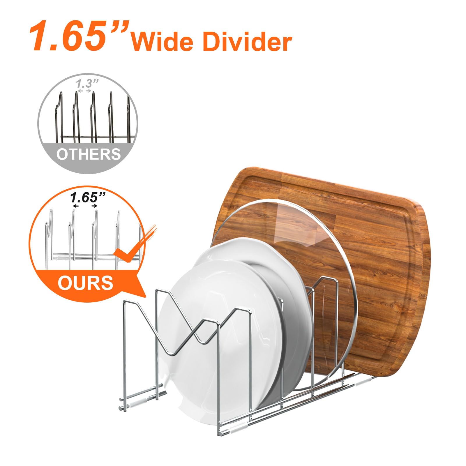 HzTinT stainless steel lid holder supports heavy lids with stability.