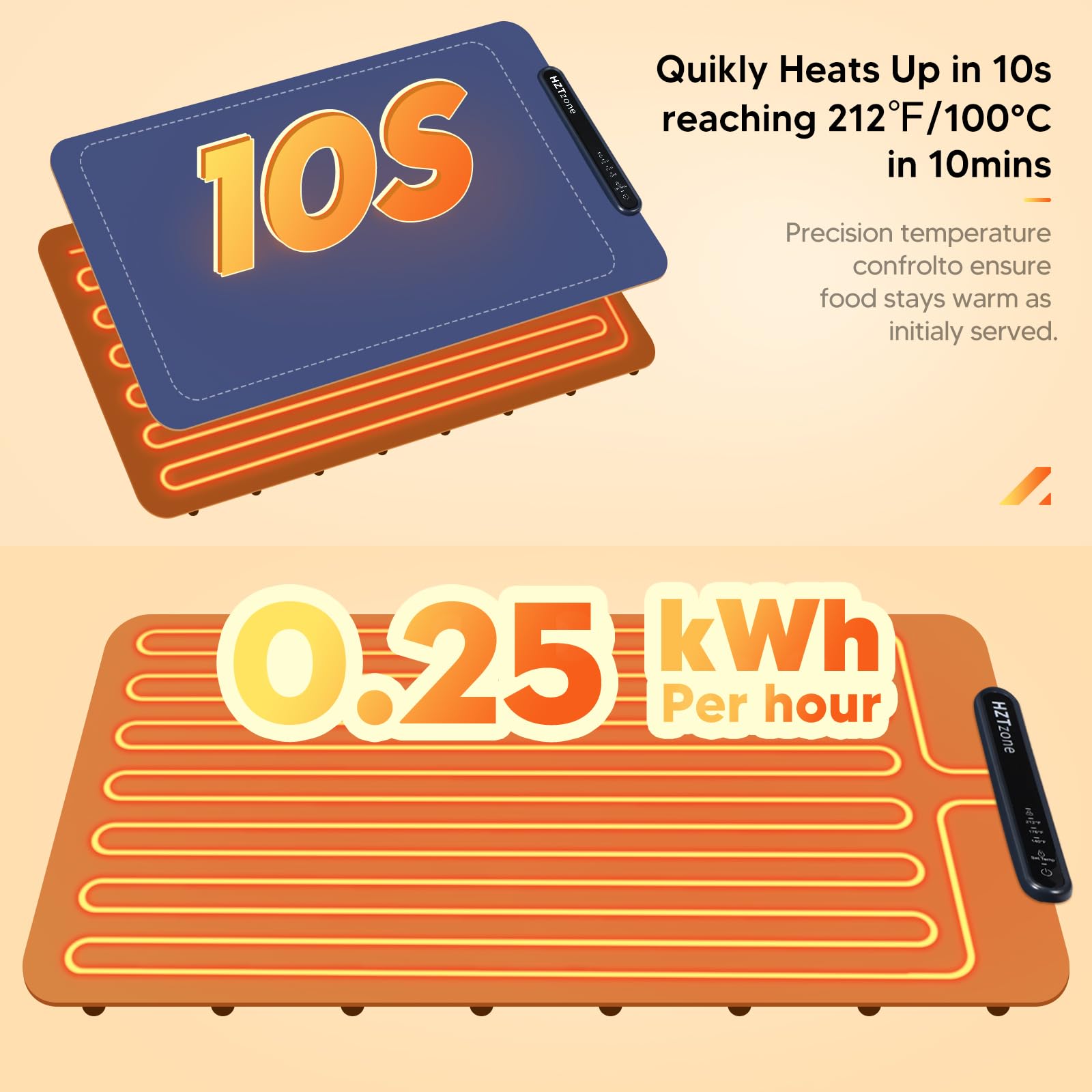 HZTzone warming mat auto shut off feature adds peace of mind during gatherings