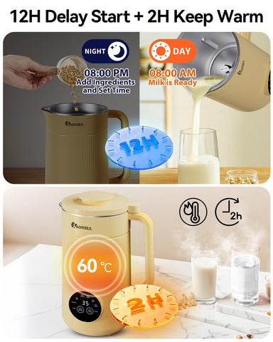 IAGREEA delay-start timer helps plan morning smoothies in advance.