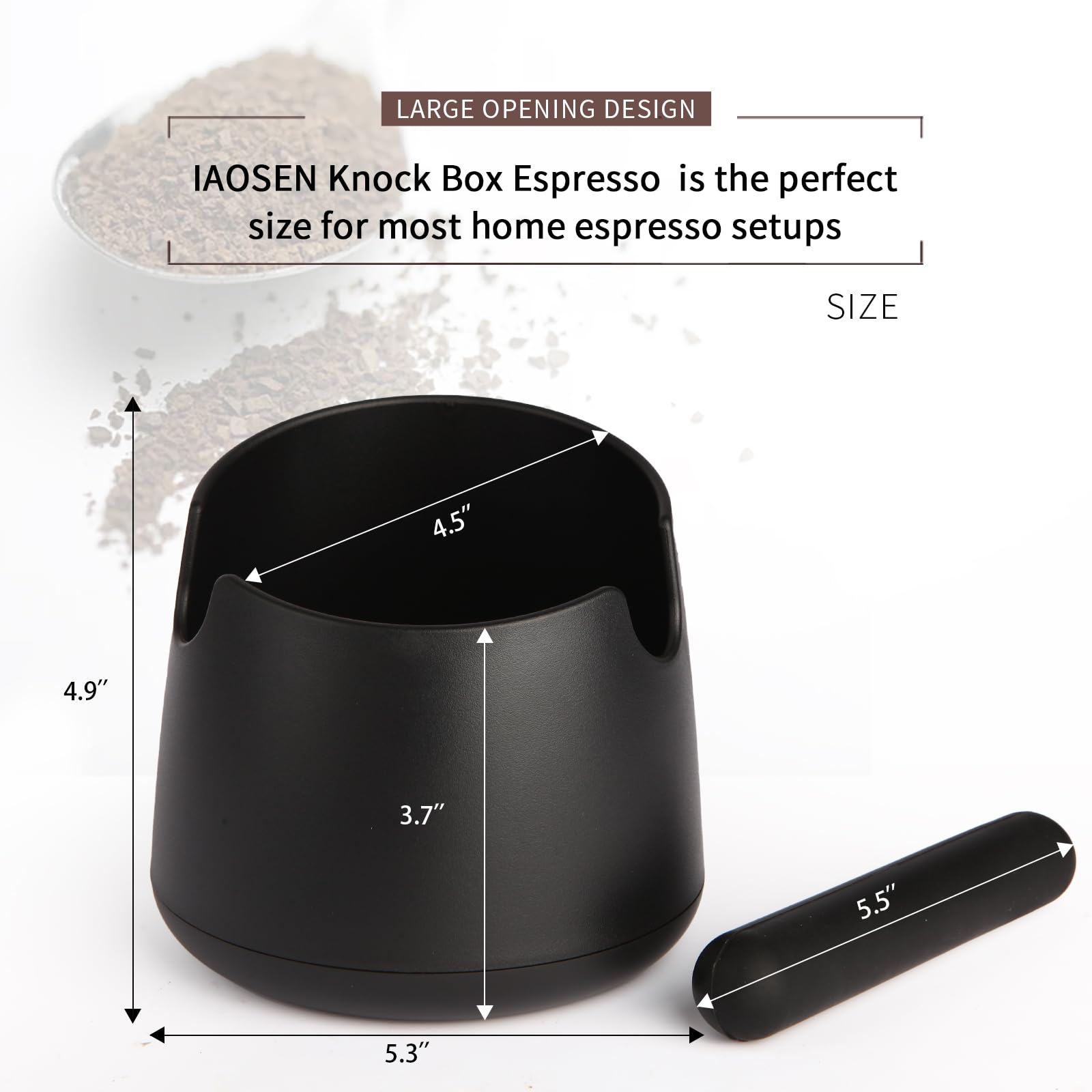 IAOSEN knock box fits under most espresso machines for compact setups