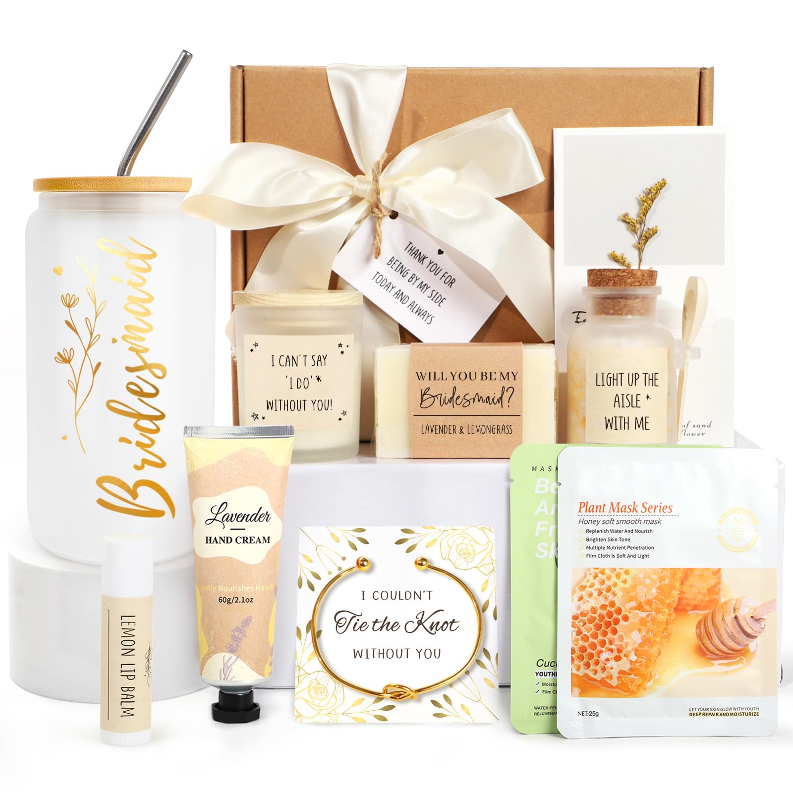 iAOVUEBY bridesmaid proposal gift box with ivory ribbon ready for gifting