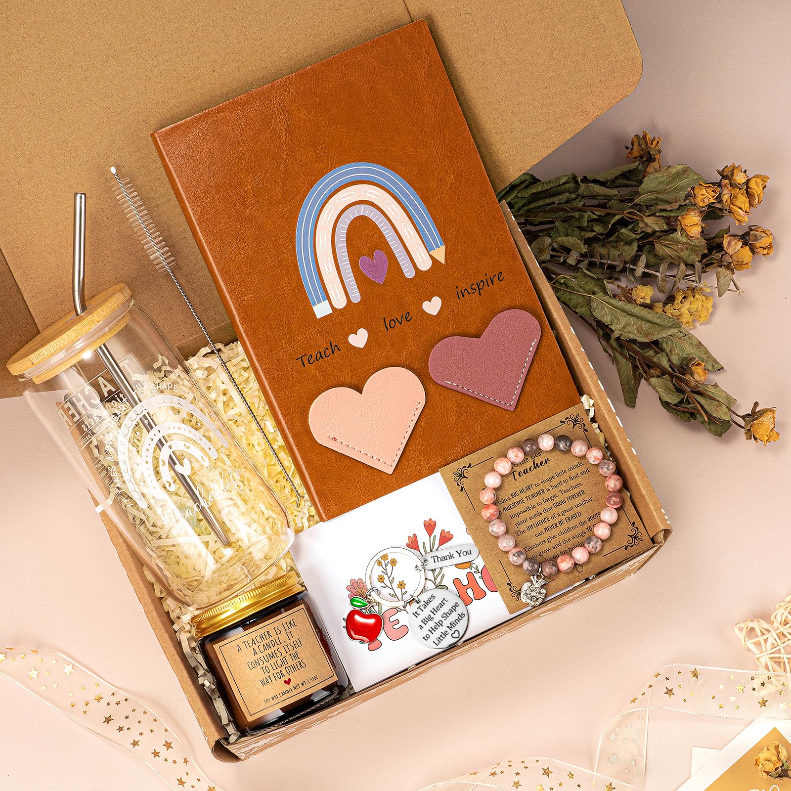 iAOVUEBY vintage A5 notebook with Teach Love Inspire cover for planning and journaling.