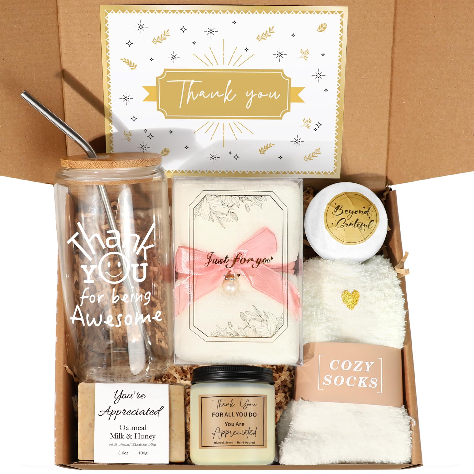 iAOVUEBY 16oz thank you glass cup with message for daily gratitude
