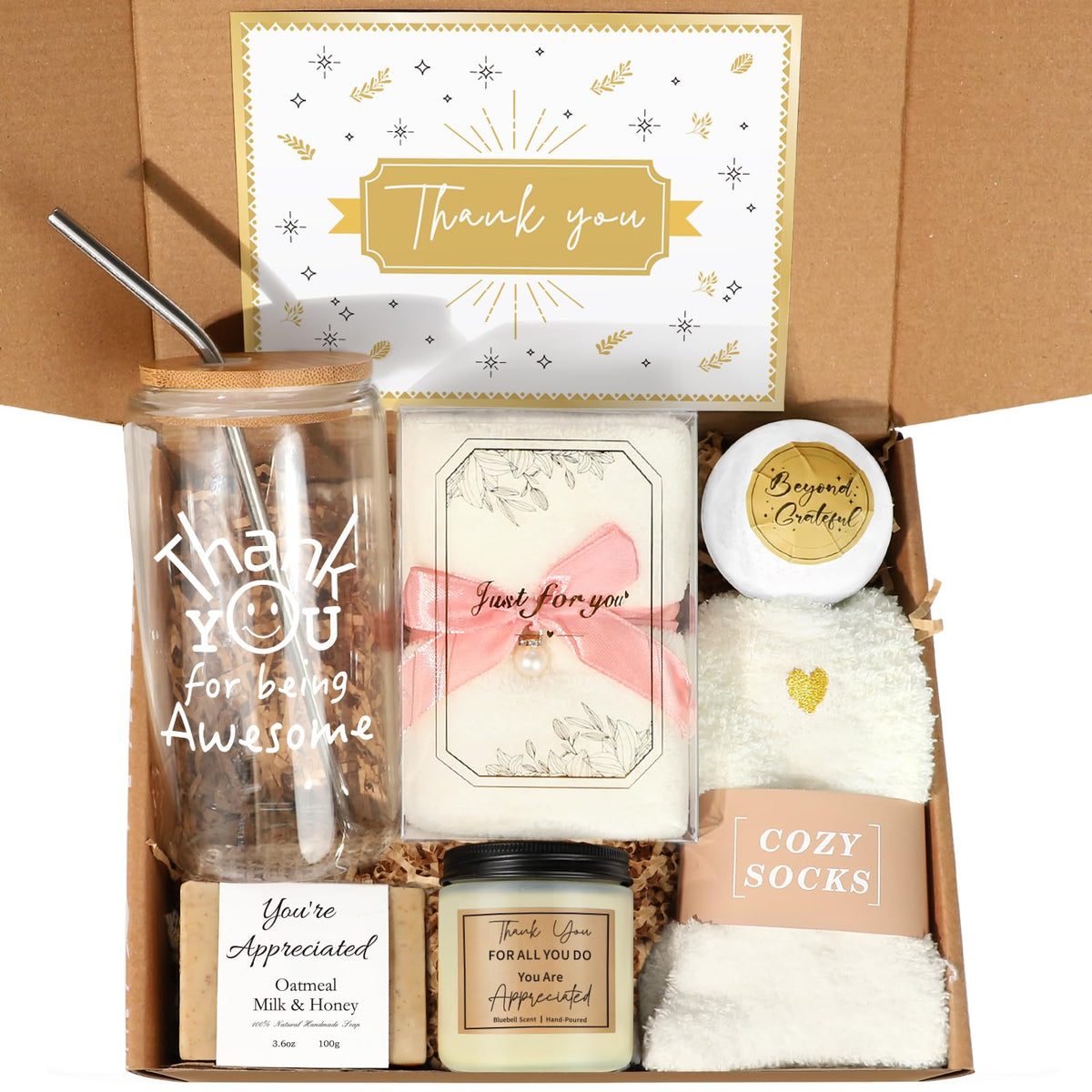 iAOVUEBY 16oz thank you glass cup with message for daily gratitude