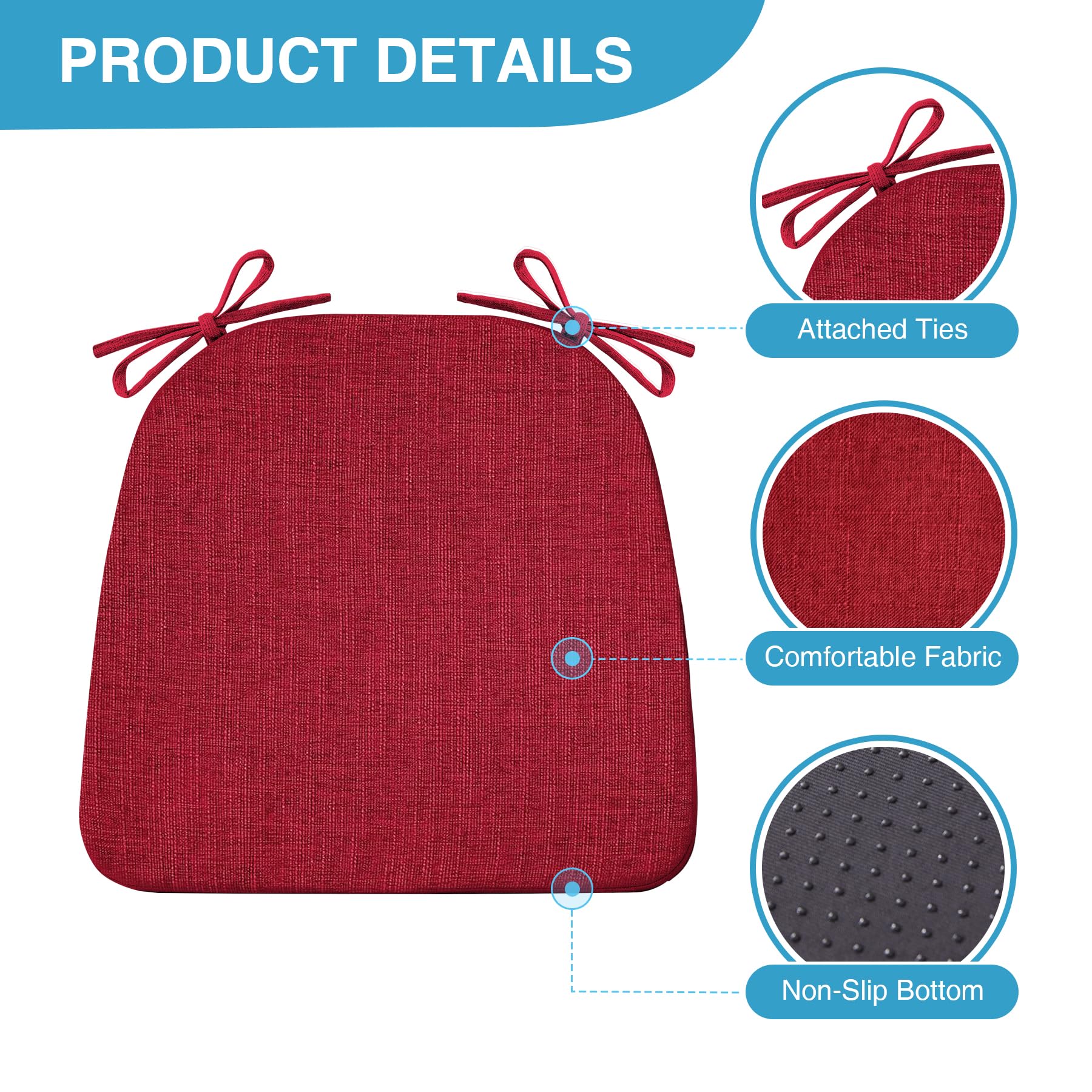IASEAHK cushions with straps for secure fit on dining chairs
