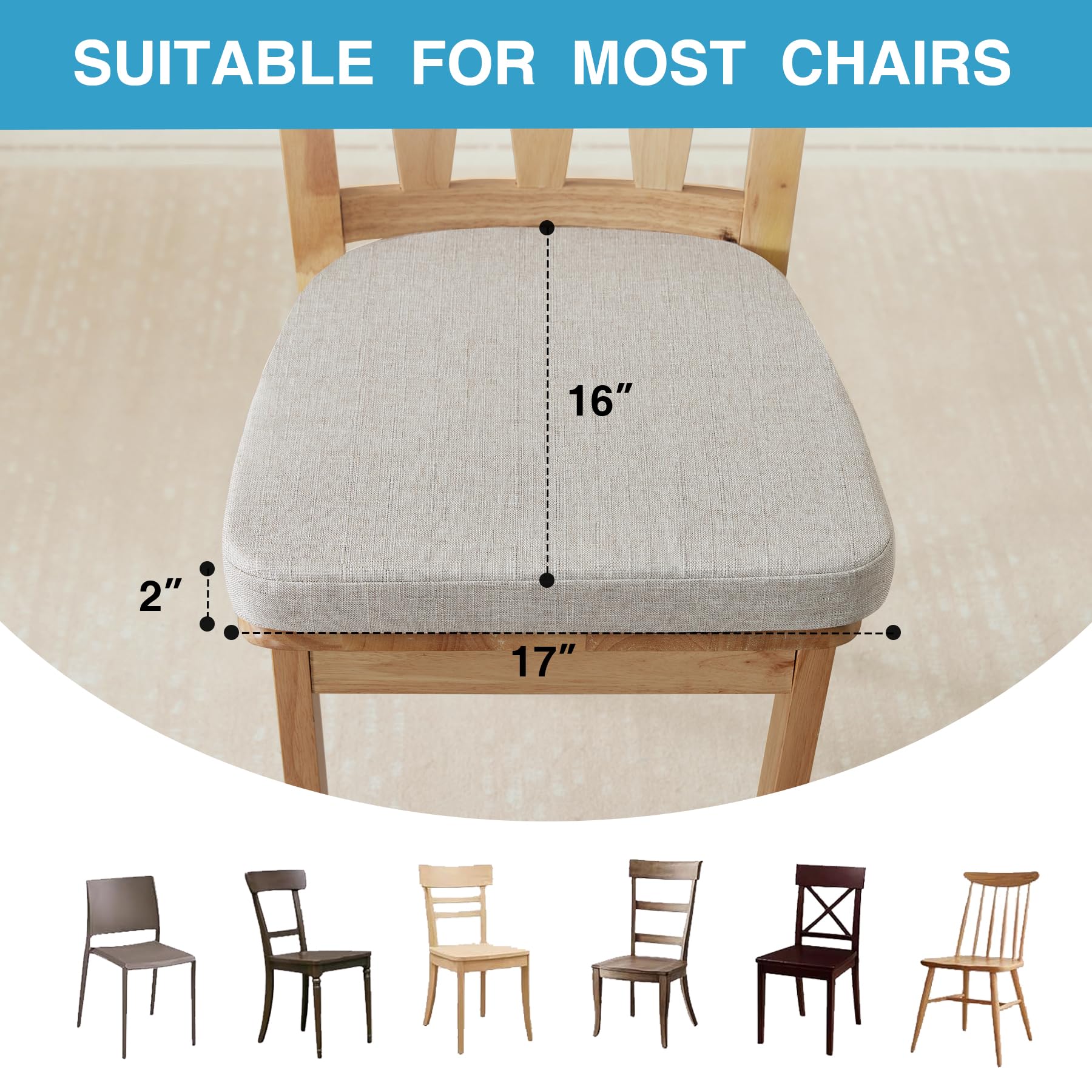 IASEAHK chair cushions with ties secure seating on beige chairs