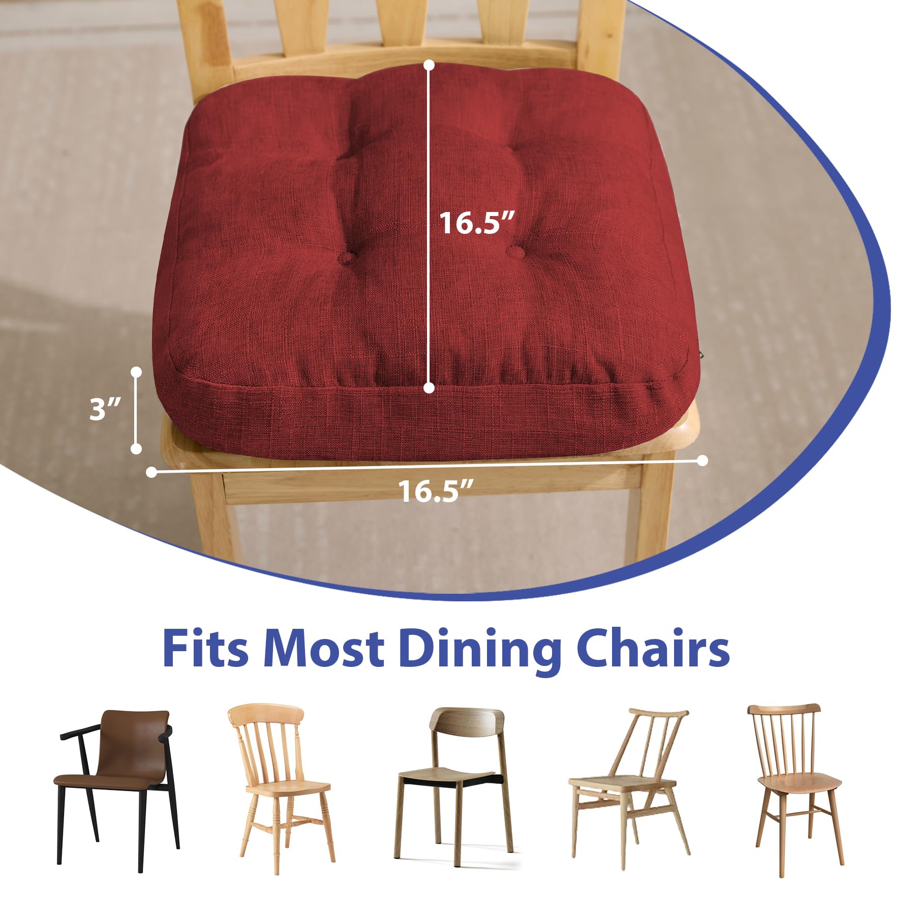 IASEAHK dining chair cushion non-slip back keeps seat in place