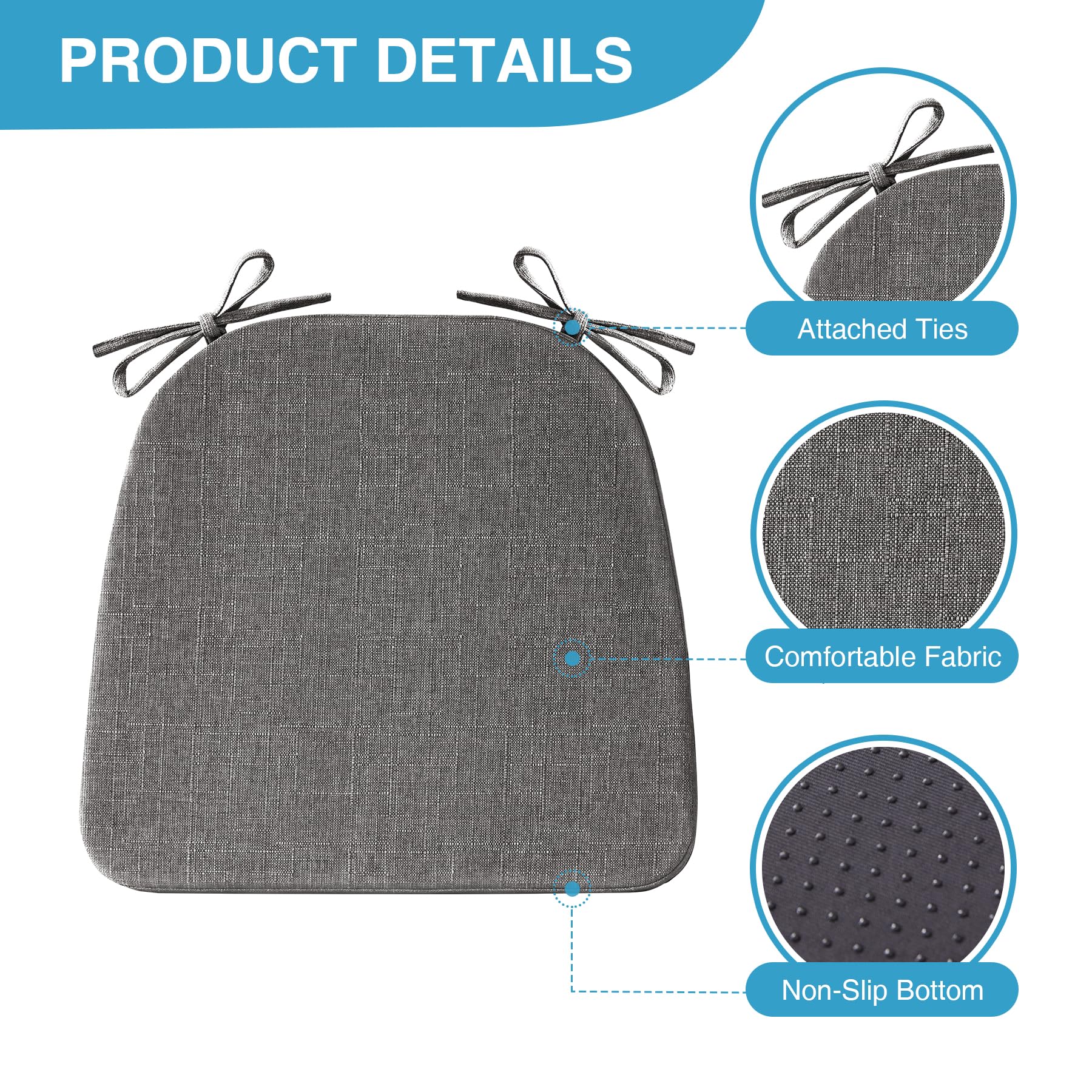 IASEAHK dining chair cushions with non-slip bottom keep chairs steady