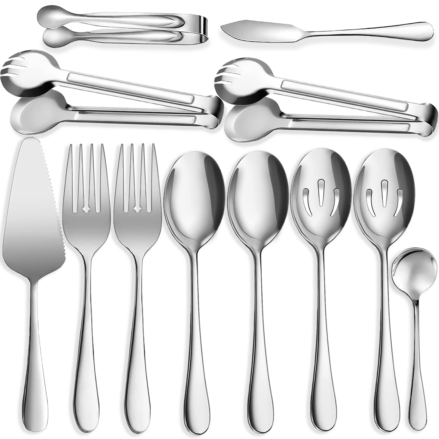 IAXSEE 12-piece stainless steel serving set for elegant buffet service