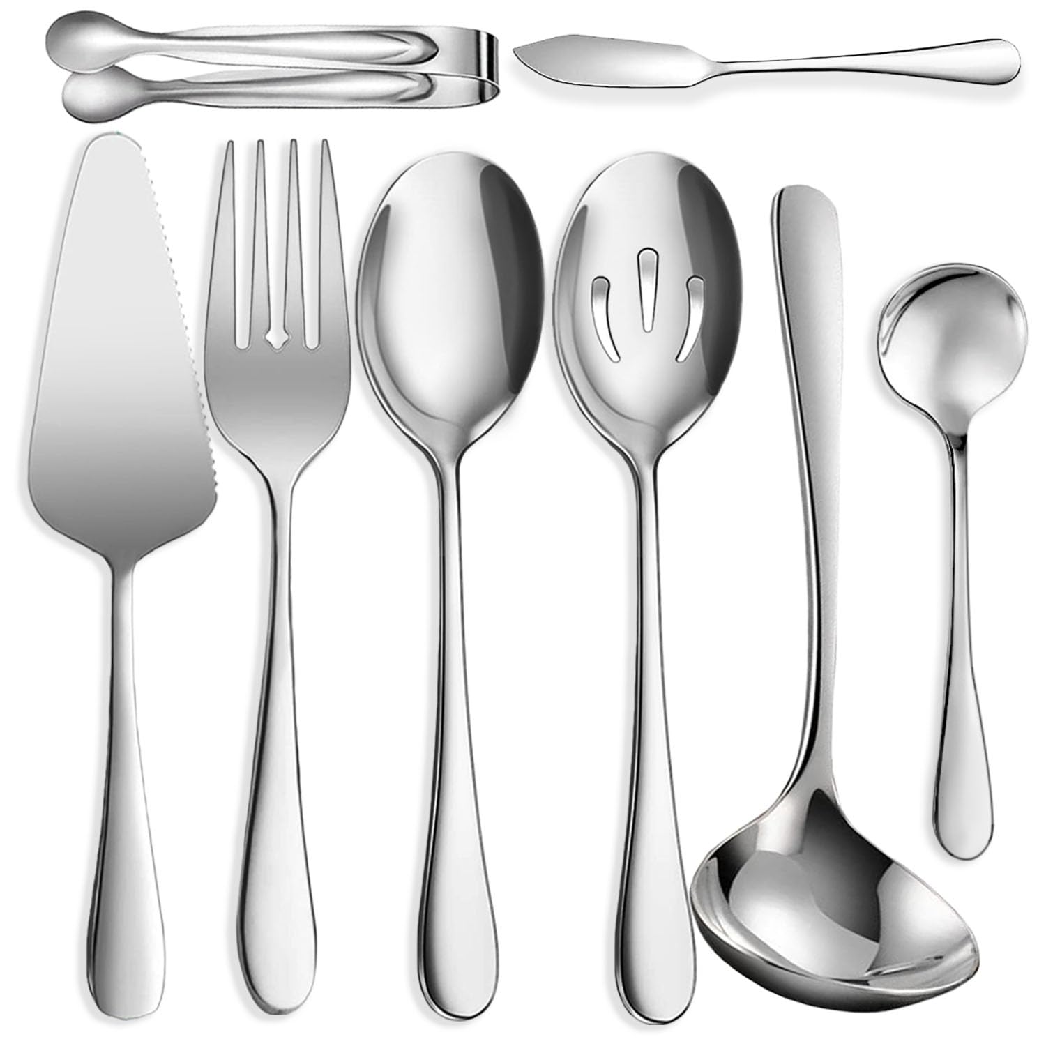 IAXSEE 8-piece stainless steel serving set for reliable daily use and elegant presentation.