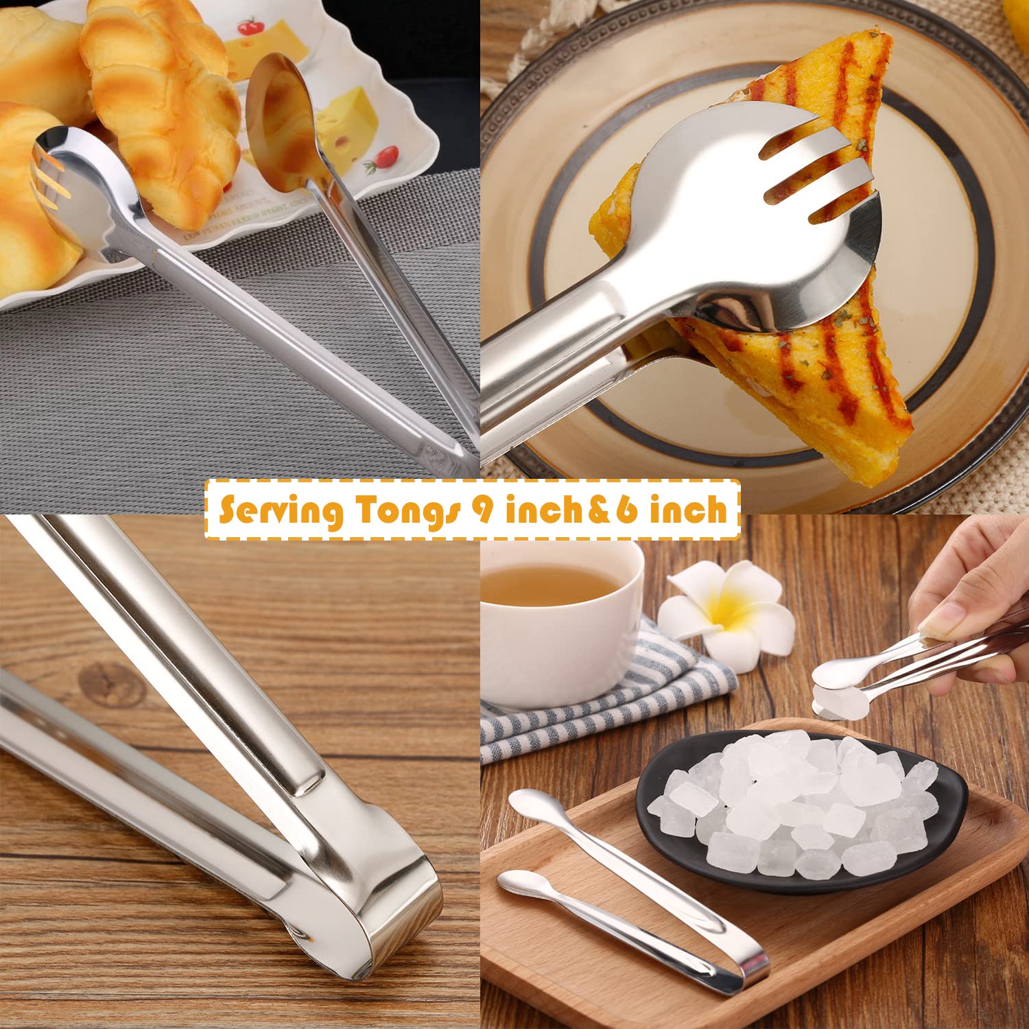 IAXSEE 9-inch serving tongs for flipping and serving at gatherings