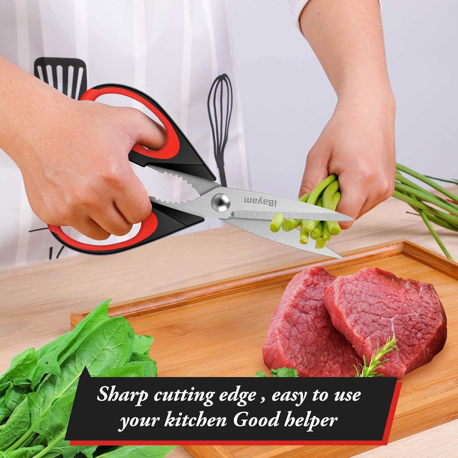 iBayam 3-Pack kitchen scissors compact design fits small kitchens and apartments