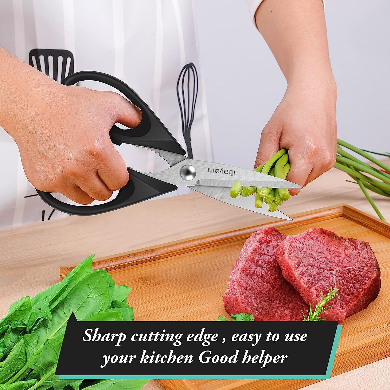 iBayam all purpose kitchen shears dishwasher-safe for easy cleaning after cooking