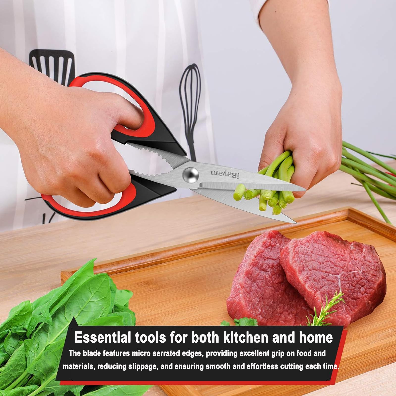 iBayam kitchen scissors color variation black grey for organized prep