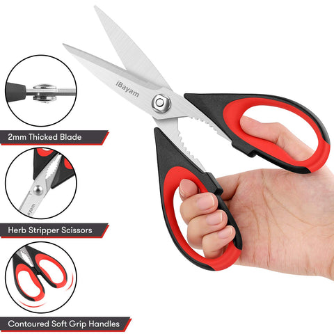 iBayam kitchen scissors color variation black red for task-specific use