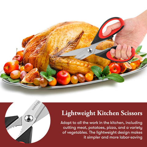 iBayam kitchen scissors in use with vegetables and herbs