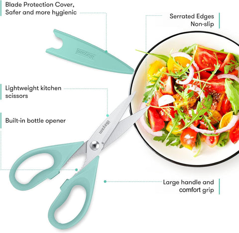 iBayam kitchen shears comfort grip supports steady cutting and reduced hand fatigue.