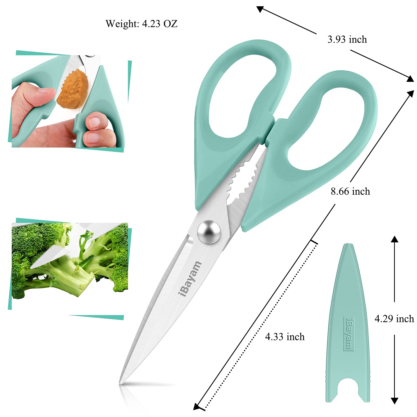 iBayam kitchen shears are dishwasher safe for easy cleanup after prep.