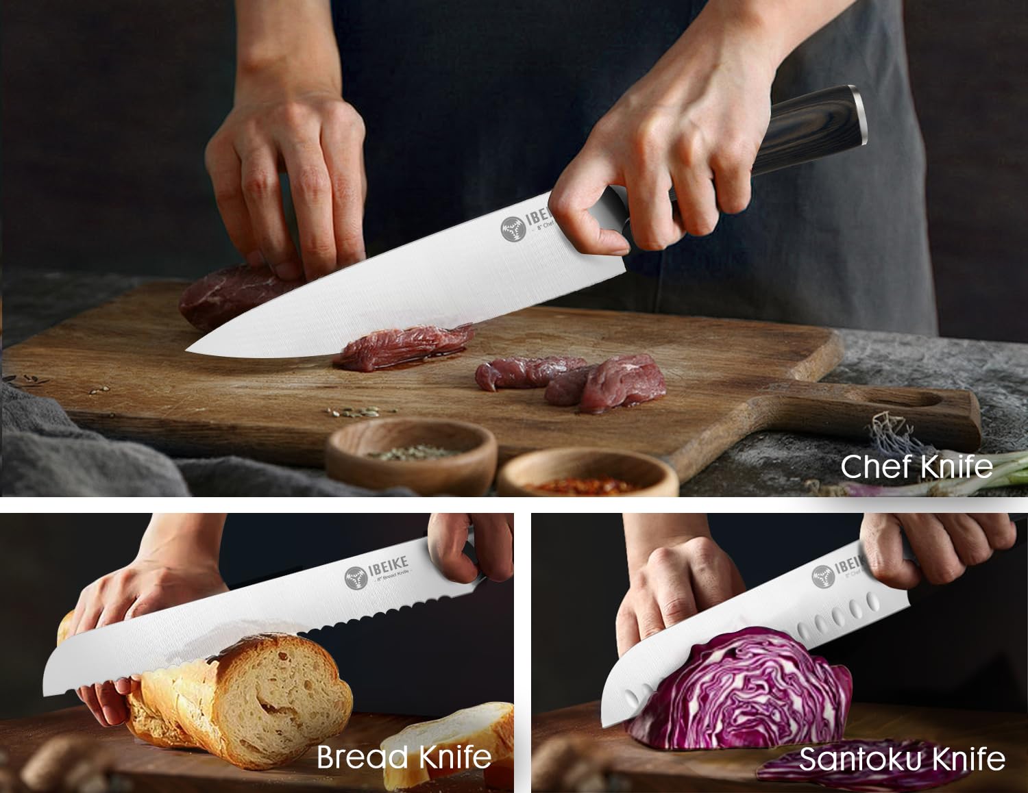 IBEIKE fruit knife 3-1-2 inch ergonomic close-up for precise peeling