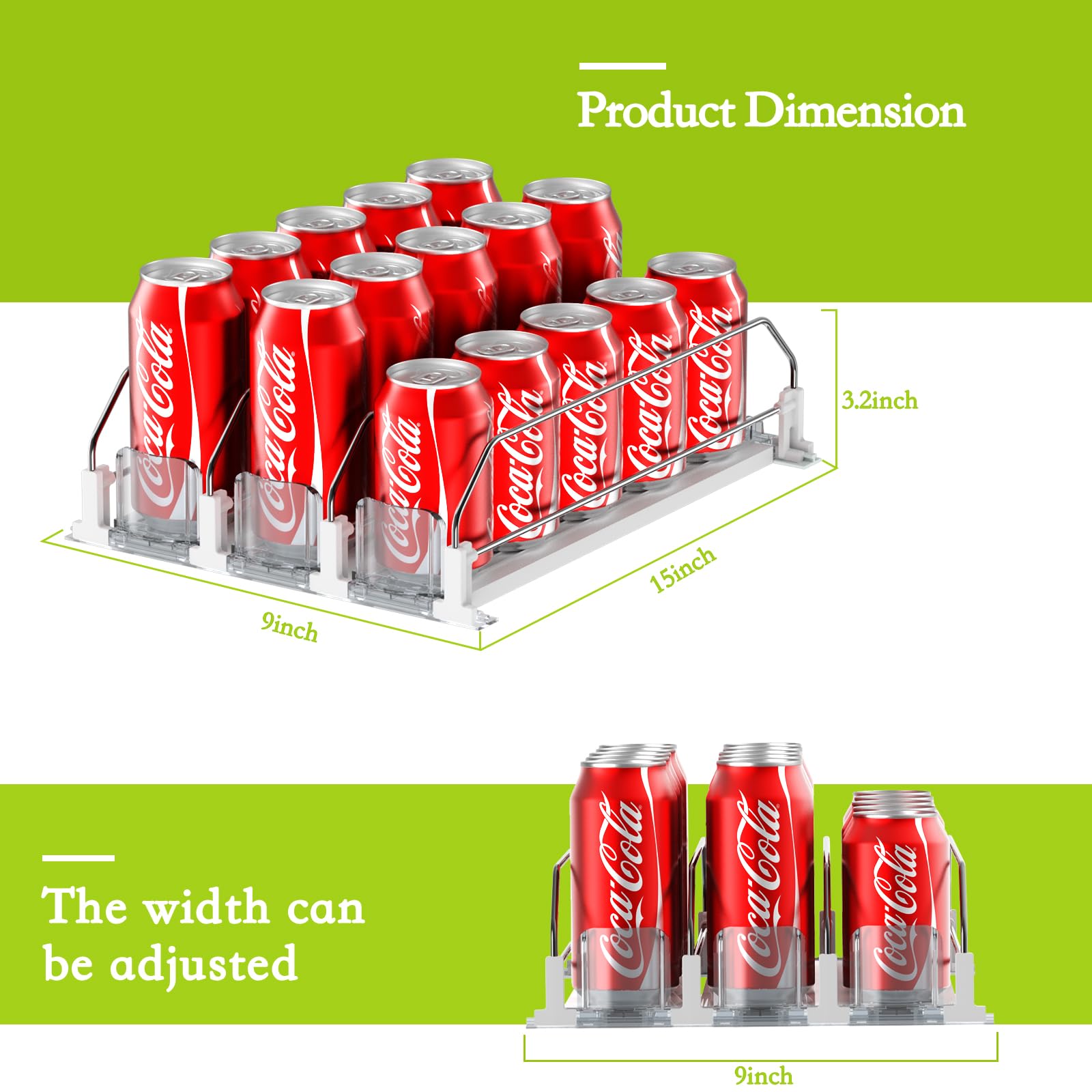 IBORING drink organizer capacity supports three rows for up to 15 cans.
