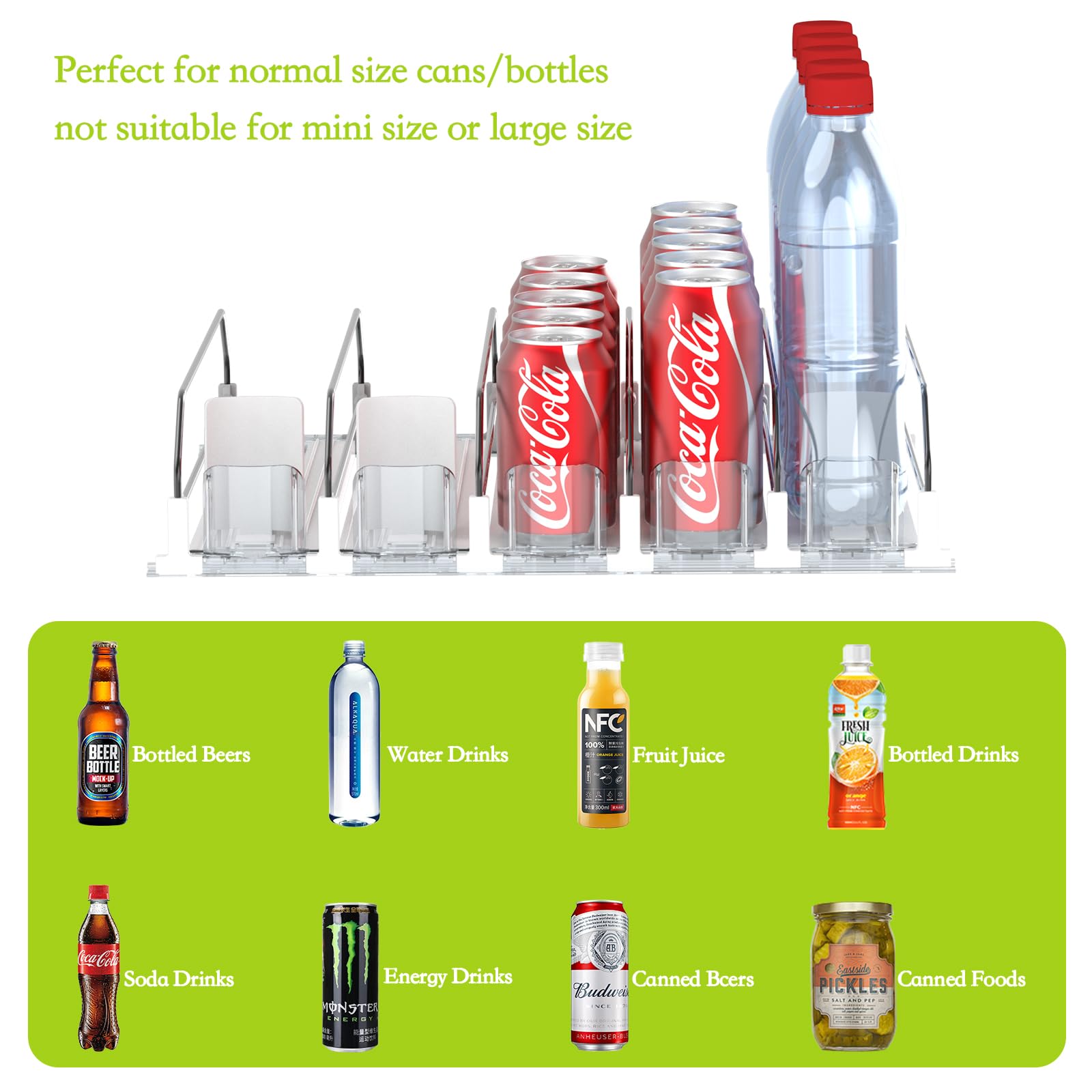 Close-up of rust-resistant metal partitions and ABS pusher.