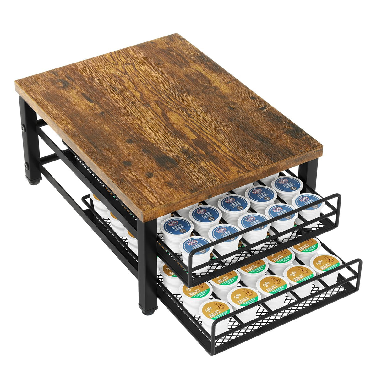 IBUYKE 2-tier coffee pod drawer front view showing space-saving design