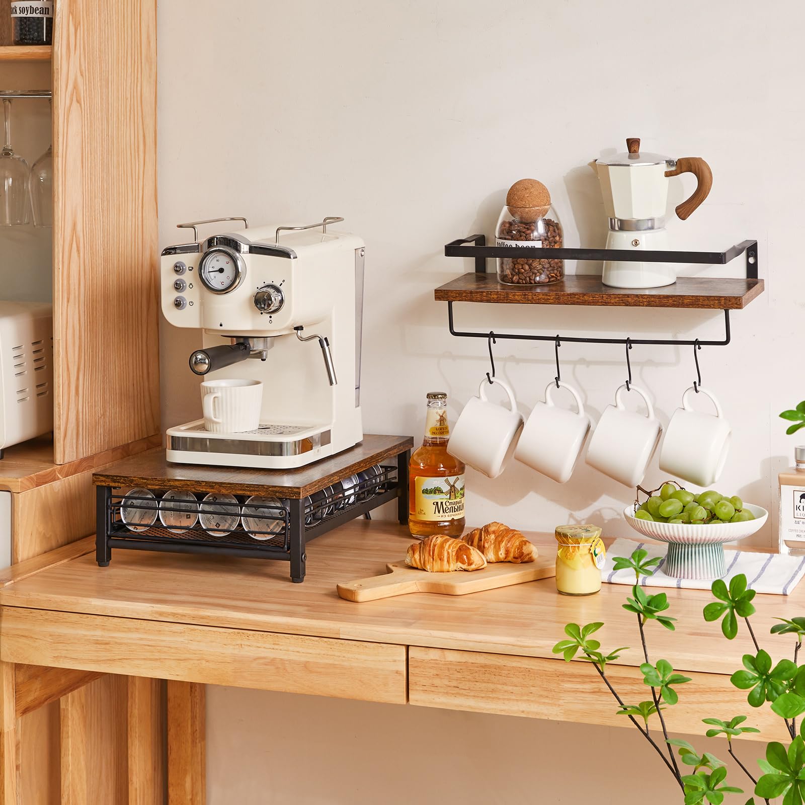 IBUYKE coffee pod drawer holder with mesh shelves for compact counter organization.