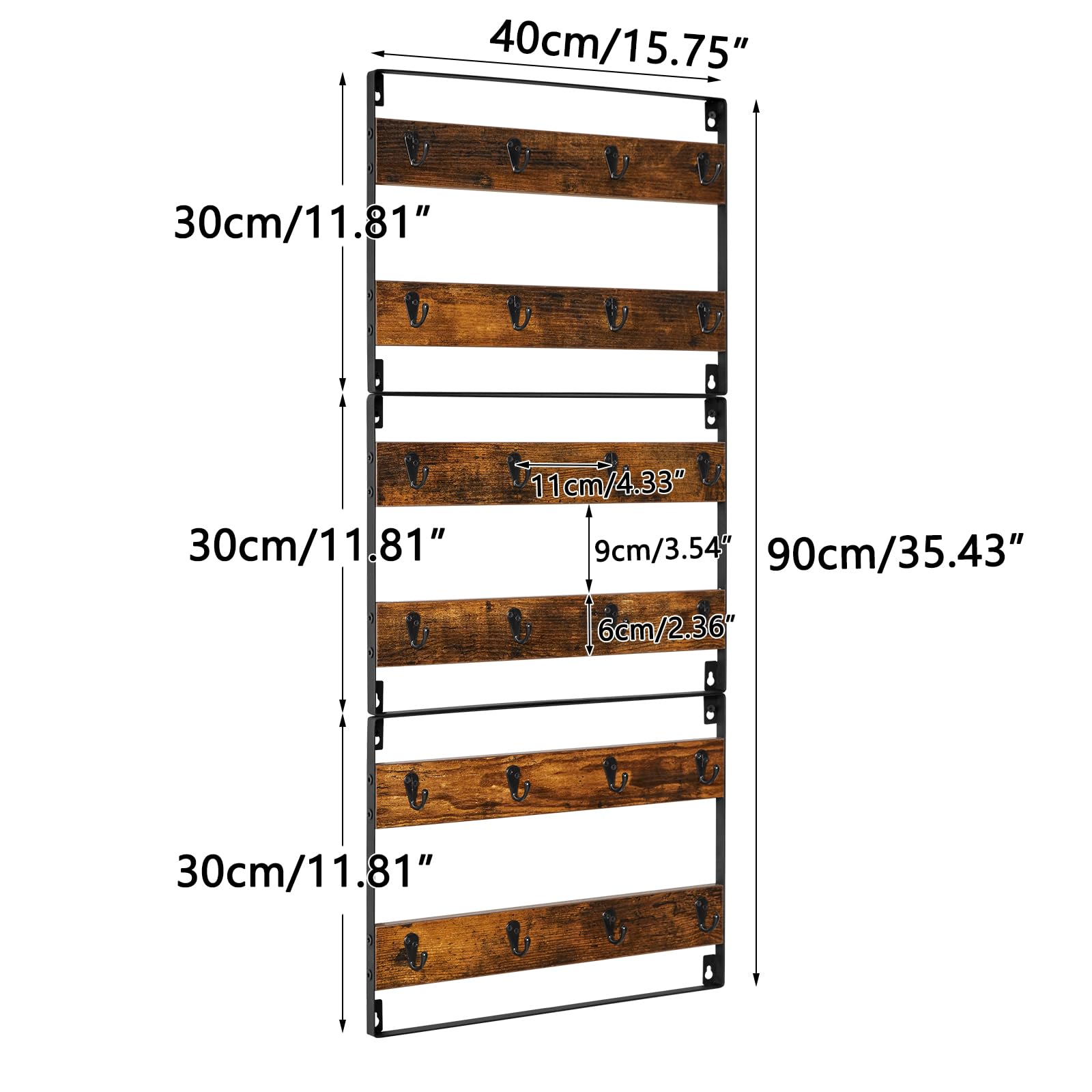 IBUYKE mug rack on kitchen wall showcases mugs in a rustic setting.