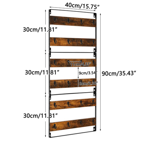 IBUYKE mug rack on kitchen wall showcases mugs in a rustic setting.