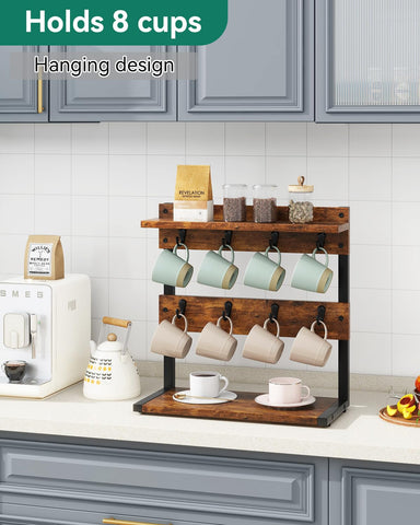 IBUYKE mug-tree shows assembly-ready setup for simple countertop organization.