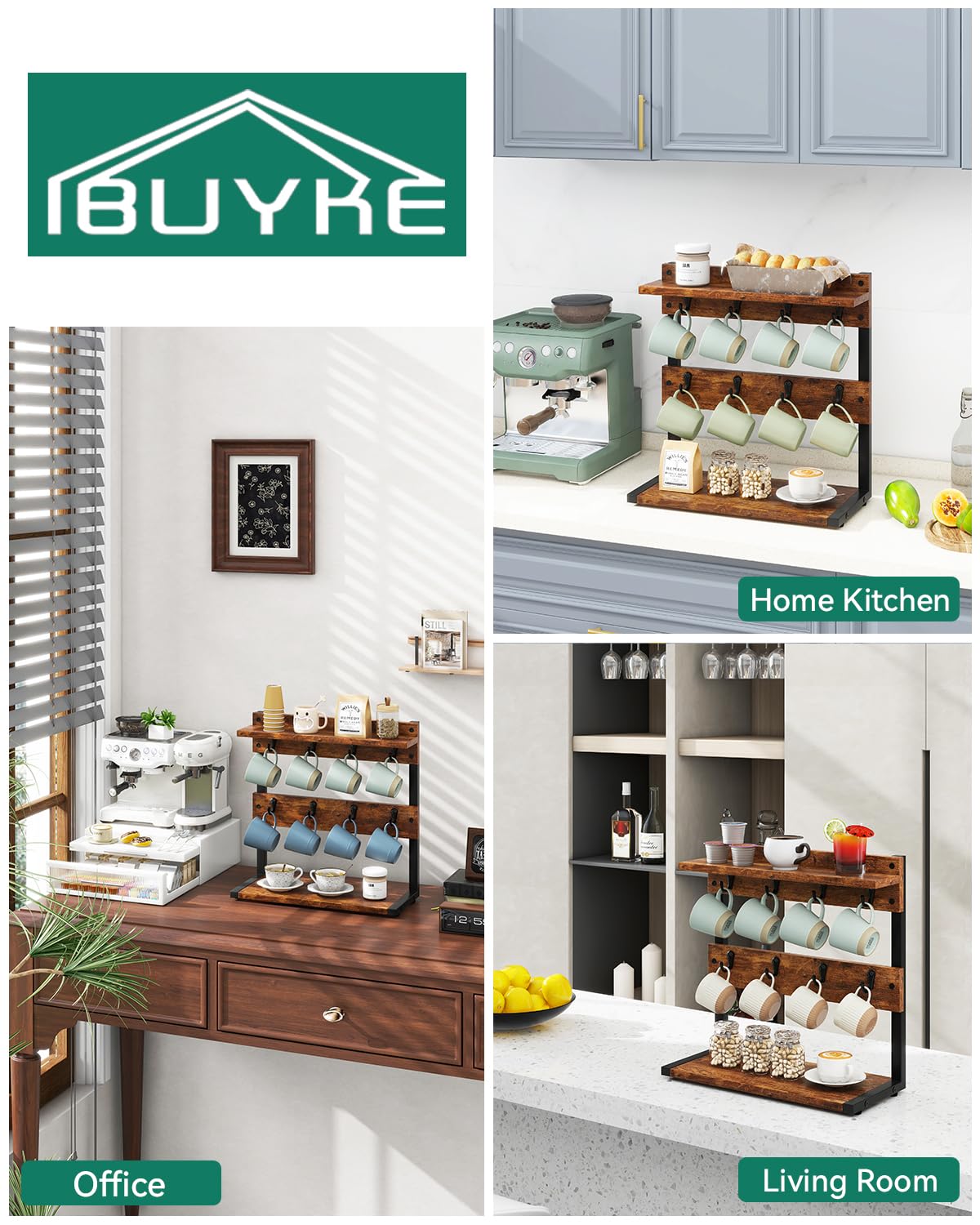 IBUYKE stylish mug-holders keep cups secure and accessible.