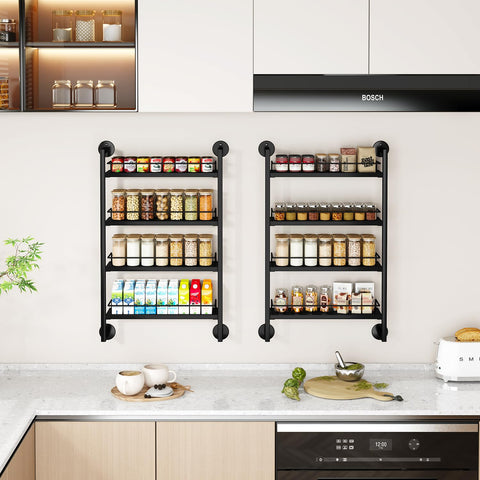 IBUYKE wall display demonstrating easy access to spices on four shelves