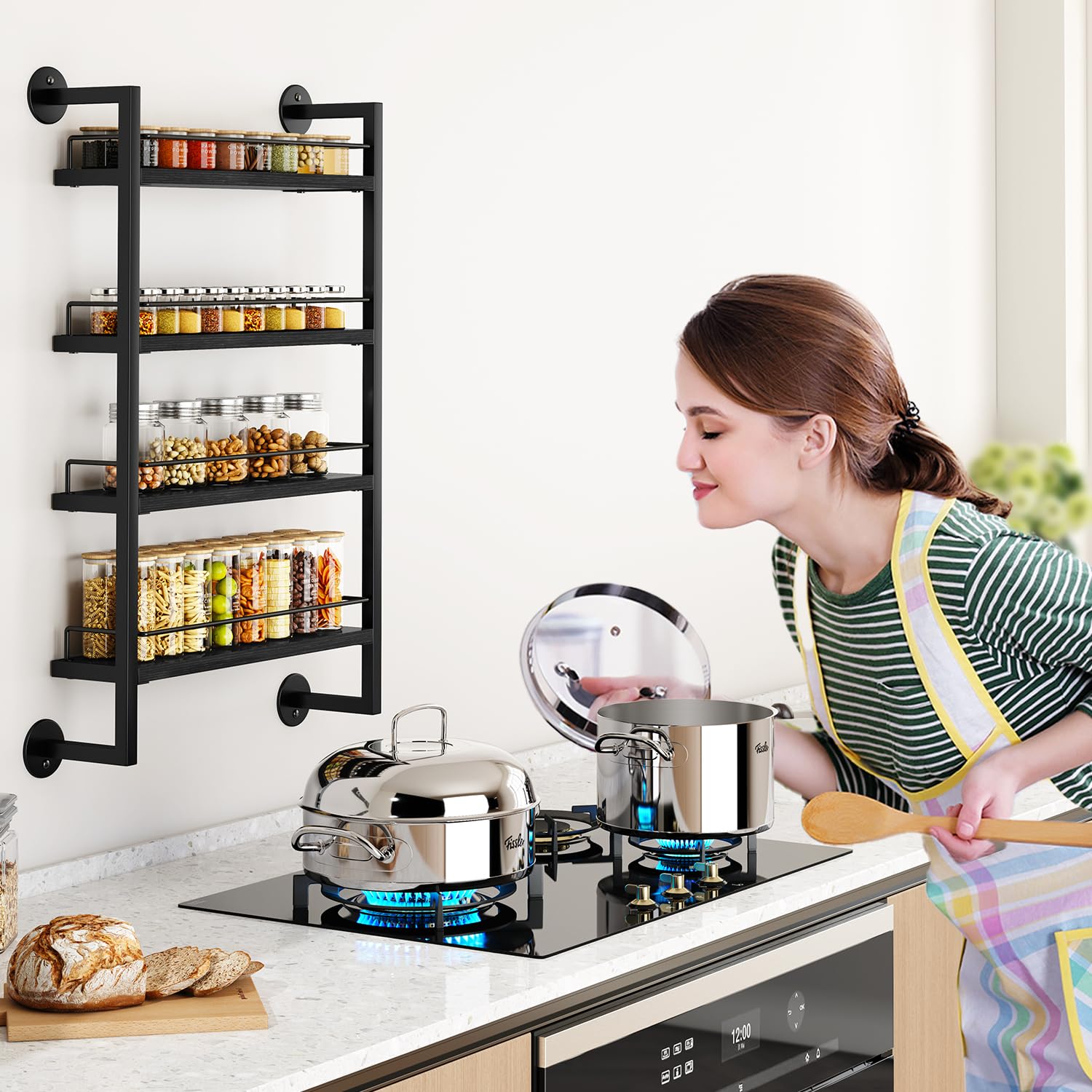 IBUYKE spice rack wooden frame detail highlights sturdy construction