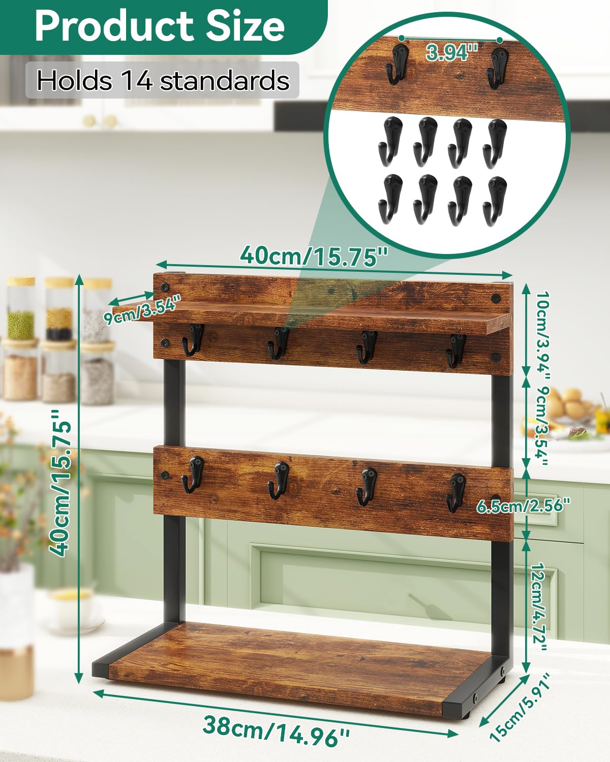 IBUYKE storage base keeps small items like sugar and tea within reach.