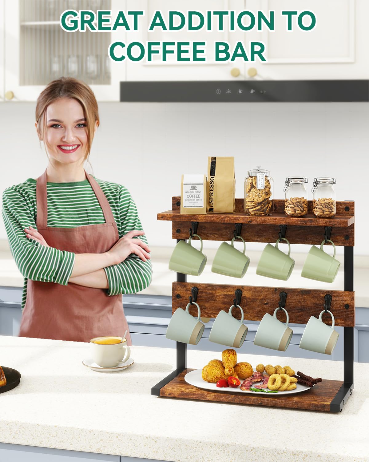 IBUYKE sturdy construction with metal frames ensures durable storage for mugs.