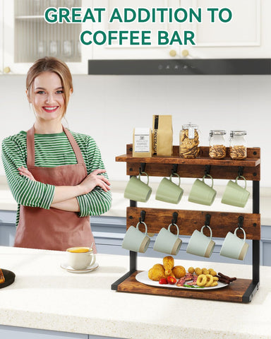 IBUYKE sturdy construction with metal frames ensures durable storage for mugs.