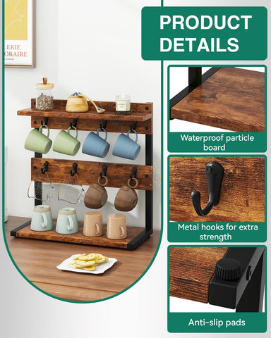 IBUYKE compact two-tier rack fits countertop space-saving organization.