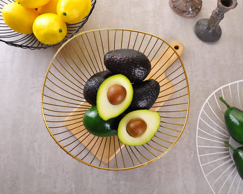 IBWell fruit and bread display basket in gold on table