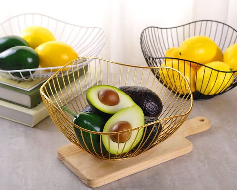 IBWell gold wire basket on dining table display for decor and storage
