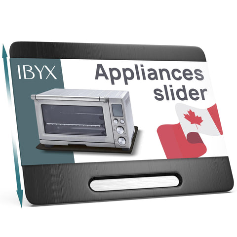 Ibyx Elegant Sliding Tray under cabinet with coffee maker for easy access.