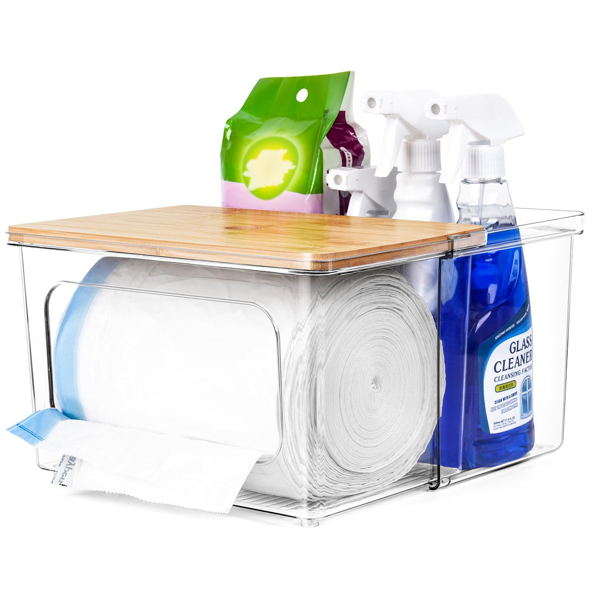 iCASA trash bag dispenser under-sink assembly for easy storage