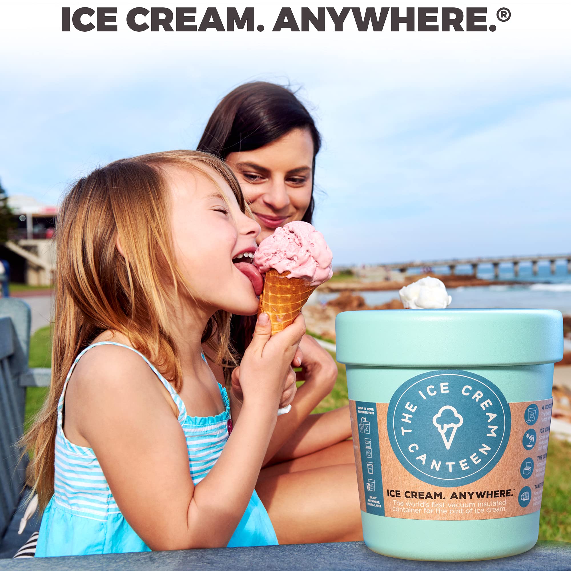 The Ice Cream Canteen vacuum insulated stainless steel for lasting frost.
