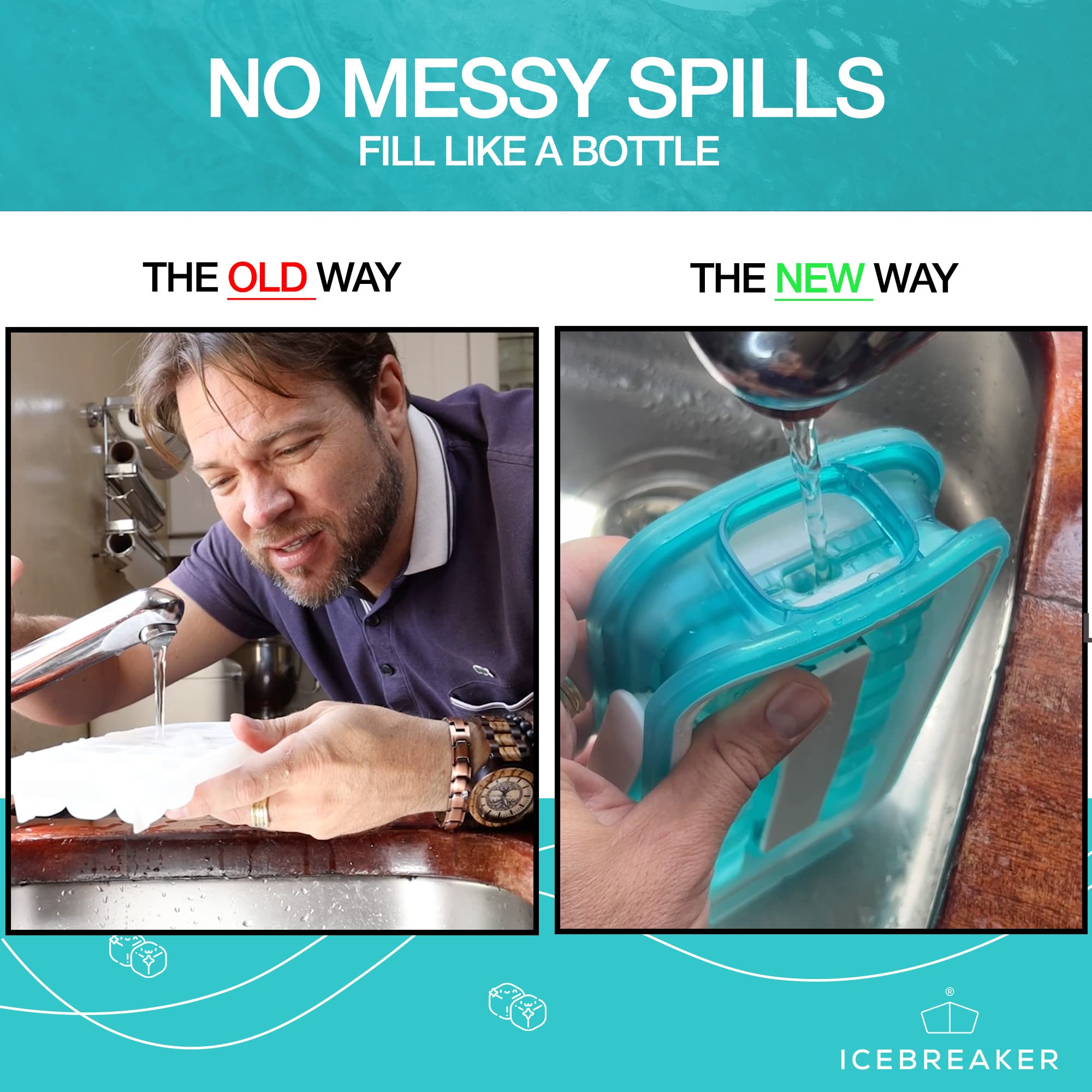 Icebreaker pop-and-serve ice enables hands-free drinks instantly.