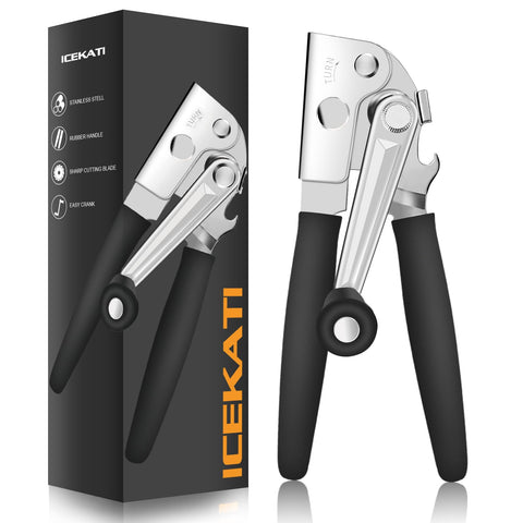 ICEKATI commercial can opener with long handle easing heavy cans for seniors