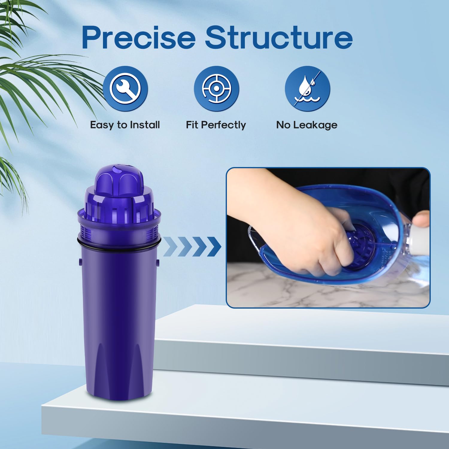 ICEPURE filter assembly close-up shows lead-free materials