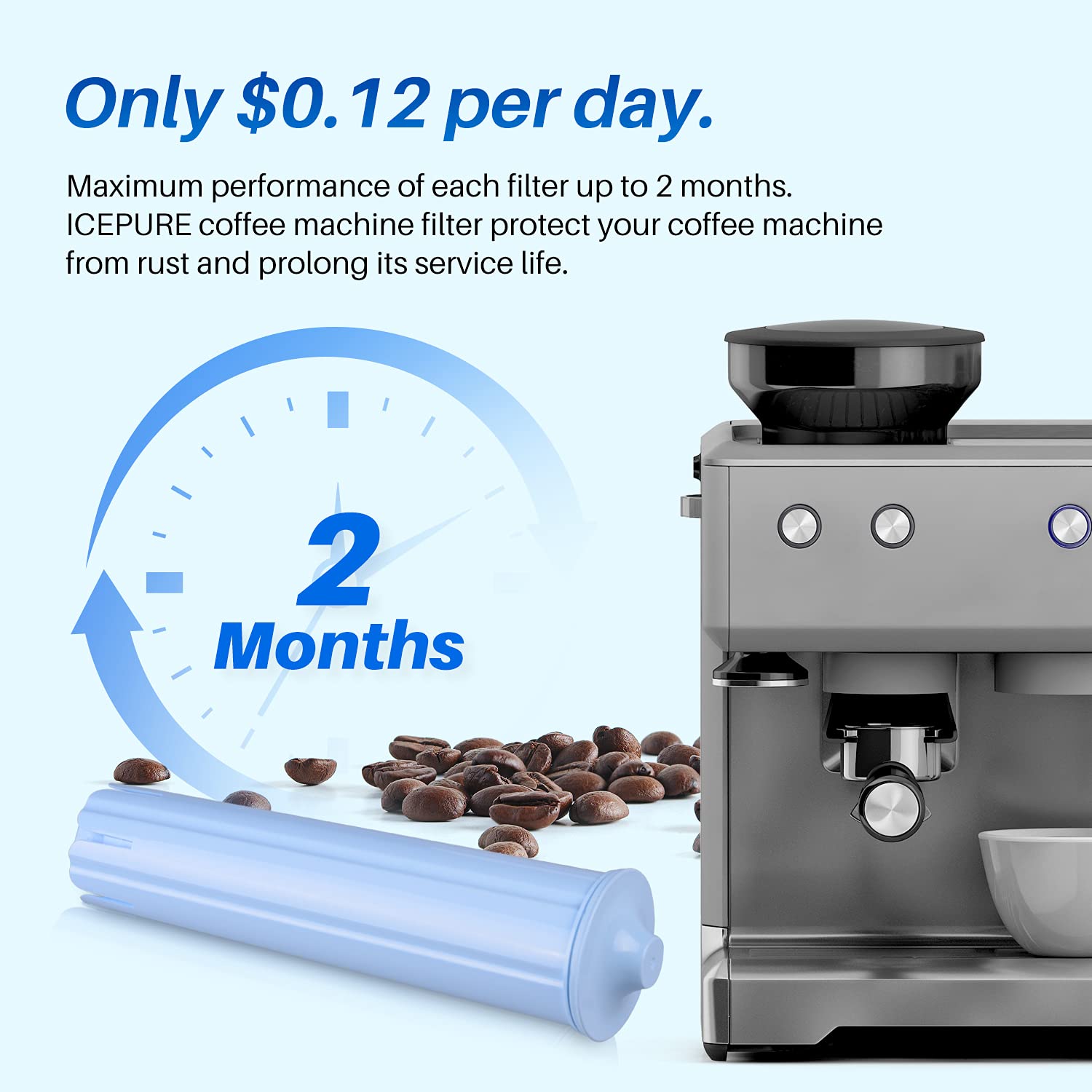 Water flow image illustrating steady filtration with ICEPURE Jura Clearyl Blue.